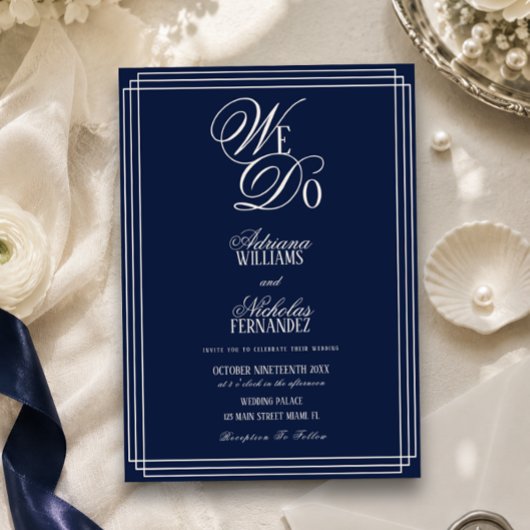 We Do Navy Blauw Oud Geld Trouwen Kaart