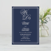 We Do Navy Blue Old Money Wedding Kaart (Staand voorkant)
