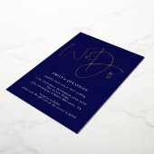 We Do Navy QR Code Roze Goud Echt Folie Bruiloft Uitnodiging (Gedraaid)