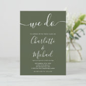 We Do Olive Green Signature Script Trouwdag Kaart (Staand voorkant)
