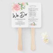 We Do Pink Blush Roses Bloemen Huwelijksprogramma Handwaaier (Voorkant en achterkant)