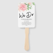 We Do Pink Blush Roses Bloemen Huwelijksprogramma Handwaaier (Voorkant)