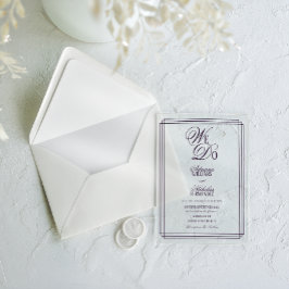 We Do Purple Old Money Wedding Acryl Uitnodigingen