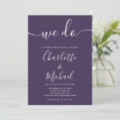 We Do Purple Signature Script Huwelijk Kaart (Staand voorkant)