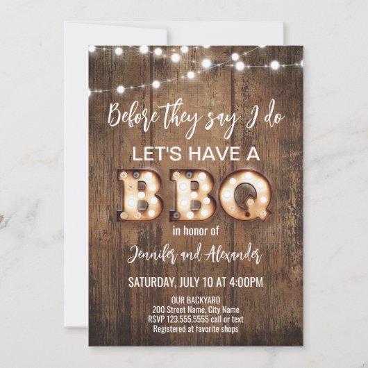 We Do Retro Rustic Engagement Party Kaart (Voorkant)