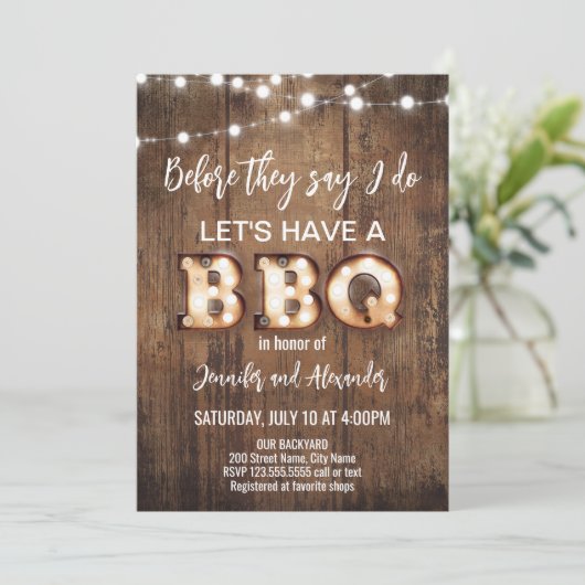 We Do Retro Rustic Engagement Party Kaart (Staand voorkant)