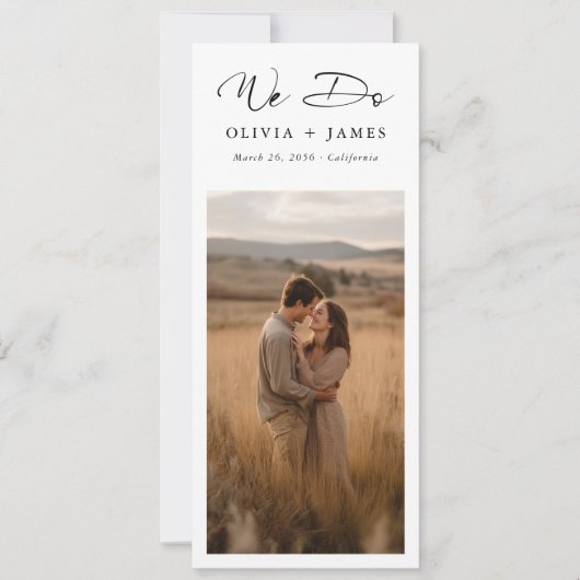 We Do Rustic Modern Script Bookmark Photo Wedding  Save The Date (Voorkant)