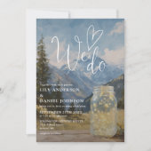 We Do Rustieke Berg Mason Pot QR Code Trouwen Kaart (Voorkant)