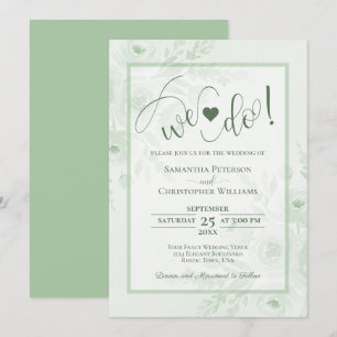 We Do! Saliegroen Boho Chic Bloemachtige Trouwdag Kaart