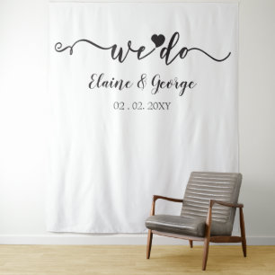 We Do Script Hart Huwelijksfoto Prop Achtergrond Wandkleed