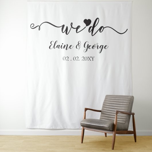 We Do Script Hart Huwelijksfoto Prop Achtergrond Wandkleed (In situ)