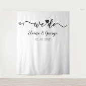We Do Script Hart Huwelijksfoto Prop Achtergrond Wandkleed (Voorkant)