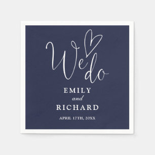We Do Script Liefde Hart Marineblauw Trouwen Servet