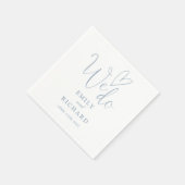 We Do Script Liefde Hart Stof Blauw Bruiloft Servet (Hoek)