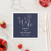 We Do Script Love Heart Navy Blue Trouwdag Servet (Insitu)