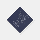 We Do Script Love Heart Navy Blue Trouwdag Servet (Hoek)