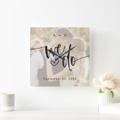 We Do Script Photo Wedding Anniversary Vierkante Klok (Huis)