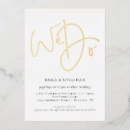 We Do Script QR Code Echt Goud Folie Bruiloft Uitnodiging