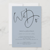 We Do Script Stof Blauw QR Code Trouwen Kaart (Voorkant)