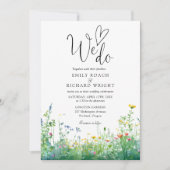 We Do Script Wildflowers Bloemen Foto Bruiloft Kaart (Voorkant)