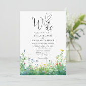 We Do Script Wildflowers Bloemen Foto Bruiloft Kaart (Staand voorkant)