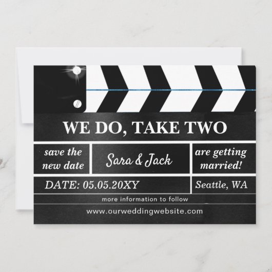 We Do Take Two Filmklap Wedding Uitgesteld Save The Date (Voorkant)