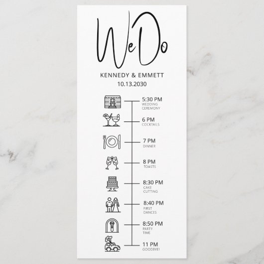 We Do Trouwdag Tijdschema Plat Programma Programmakaart (Voorkant)