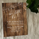 We Do Typografie Rustic Houten Jubileum Kaart<br><div class="desc">Deze rustieke suite met ontwerpen presenteert enkele populaire trends die op een frisse manier zijn gecombineerd. Ik heb een bruine rustieke houten achtergrond gebruikt met daaroverheen grafische afbeeldingen van snoeren twinkelende lichtjes. Ik heb een mooi modern scriptlettertype gecombineerd om grafische afbeeldingen weer te geven van sleutelwoorden en -zinnen in de...</div>