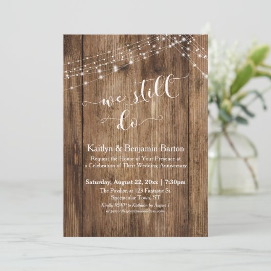 We Do Typografie Rustisch Houten Jubileum Kaart (Staand voorkant)