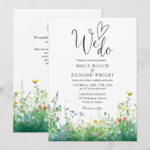 We Do Watercolor Wilde Bloemen QR Code Trouwen Kaart (Voorkant / Achterkant)