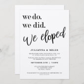 We Do We Did We Eloped Trouwreceptie Kaart (Voorkant / Achterkant)