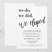 We Do We Did We Eloped Wedding Reception Uitnodigi Kaart (Voorkant / Achterkant)