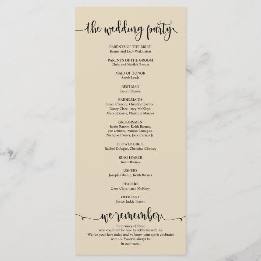 We Do Wedding programma kaart in rustiek beige the (Achterkant)