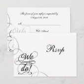 We Do, Wervelende Zwarte en Witte Trouw RSVP Kaart (Voorkant / Achterkant)