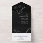 We Do Zwart en Wit Modern Trouwen All In One Uitnodiging (Binnen)