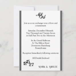 We Do, Zwart & Wit Trouwuitnodiging Kaart