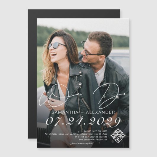 We doen 1 Photo Modern Scribble Script Bewaar de d Magnetische Uitnodiging (Voorkant / Achterkant)