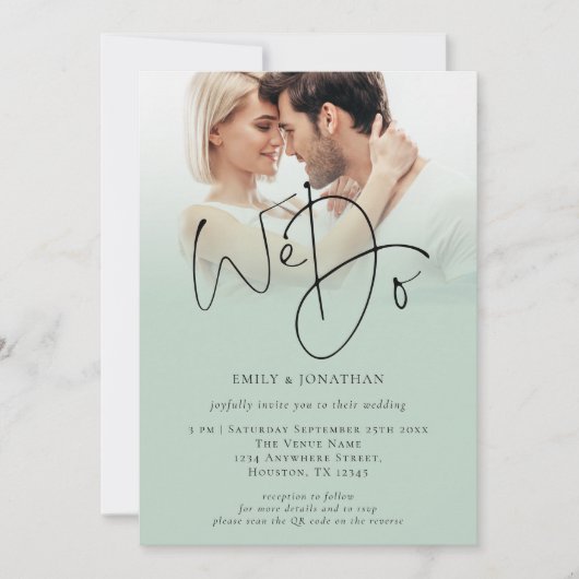 We doen 2 foto overlay script QR code sage bruilof Kaart (Voorkant)