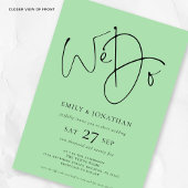 We doen 3 foto's QR Code Celadon Green Wedding Kaart