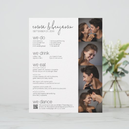 We doen - alles in één BW - QR - 5 foto bruiloft m Briefhoofd (Staand voorkant)