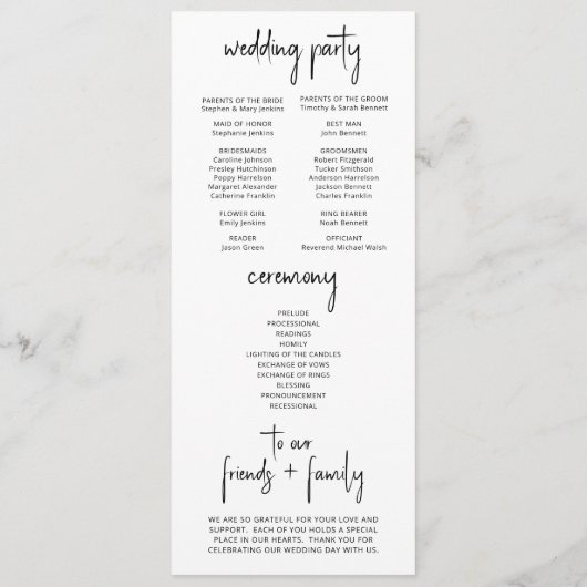 We doen Barn Wedding Day Timeline Flat-programma Programmakaart (Achterkant)