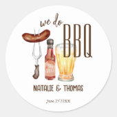 We doen BBQ barbecue bruidsdouche koppel douche Ronde Sticker (Voorkant)