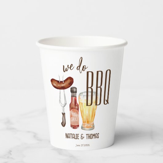 We doen BBQ barbecue bruidsdouche koppel shower Papieren Bekers (Achterkant)