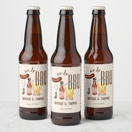 We doen BBQ barbecue bruidsdouche koppels douche Bier Etiket (Flessen)