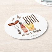 We doen BBQ barbecue koppels douche gunsten Ronde Kartonnen Onderzetter (Gebogen)
