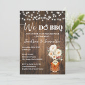 We doen BBQ Koppel Bruiloft Country Winter Kaart (Staand voorkant)