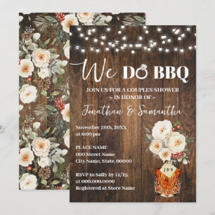 We doen BBQ Koppel Bruiloft Country Winter Kaart
