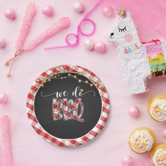 We doen BBQ Paper Bord - Gingham (Feest)