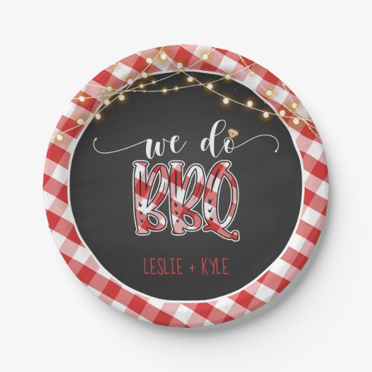 We doen BBQ Paper Bord - Gingham - Custom (Voorkant)