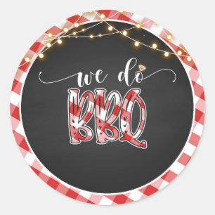 We doen BBQ Round Sticker - Gingham